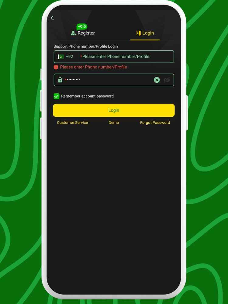 TY777 Game APK Login Section