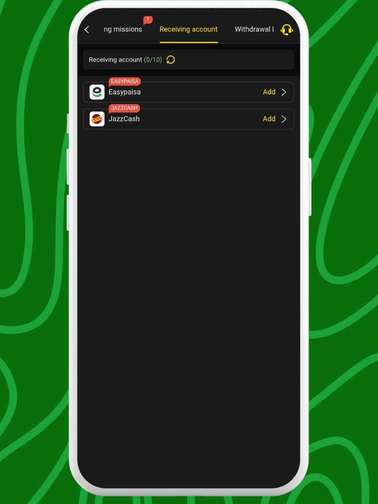 TY777 Game APK Receiving Account Section